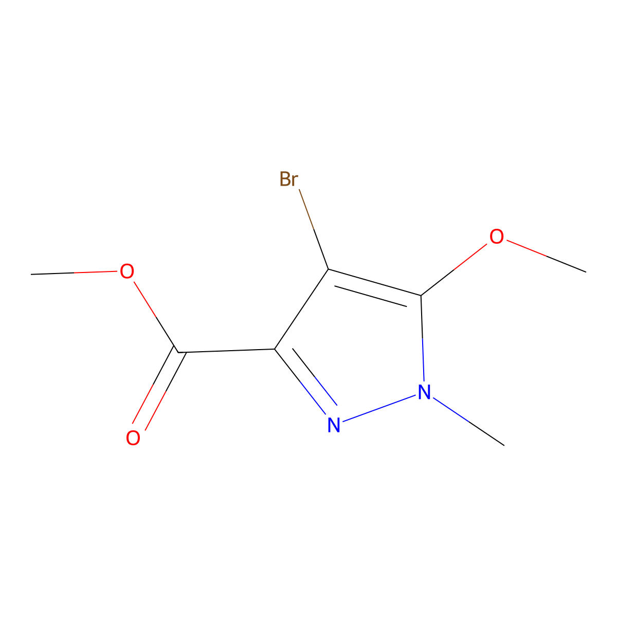Methyl 4-bromo-5-methoxy-1-methyl-1H-pyrazole-3-carboxylate molecular structure, CAS 2090545-82-5