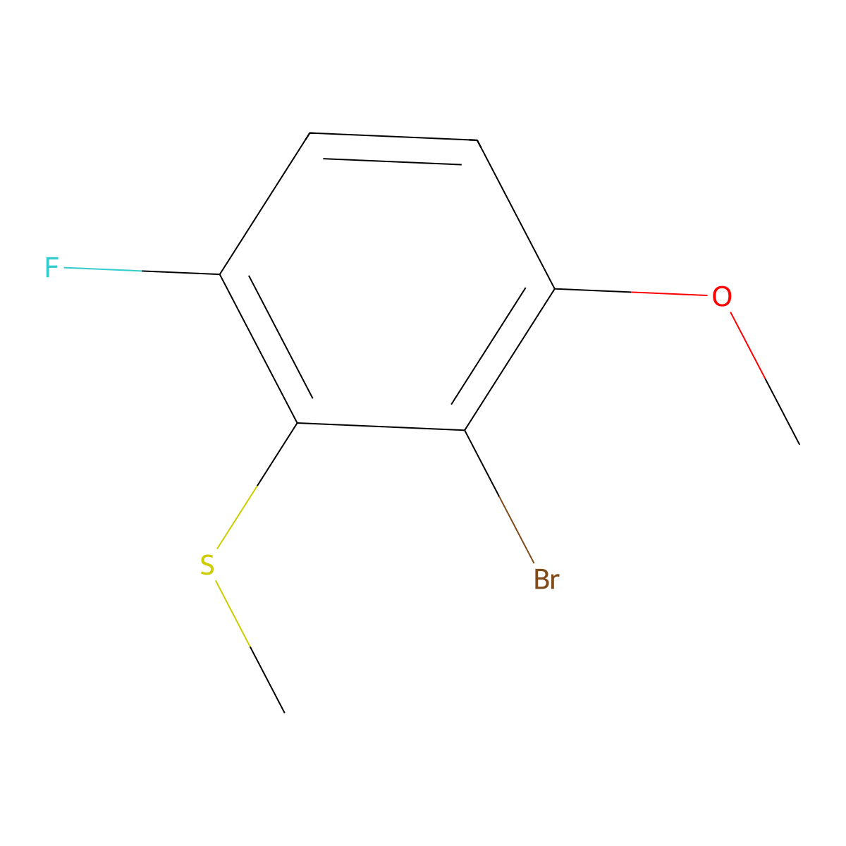 (2-Bromo-6-fluoro-3-methoxyphenyl)(methyl)sulfane molecular structure, CAS 2090548-28-8