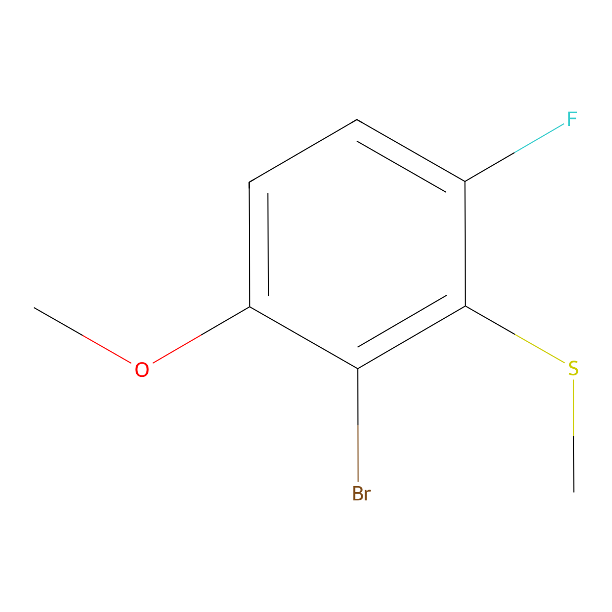 (2-Bromo-6-fluoro-3-methoxyphenyl)(methyl)sulfane molecular structure, CAS 2090548-28-8