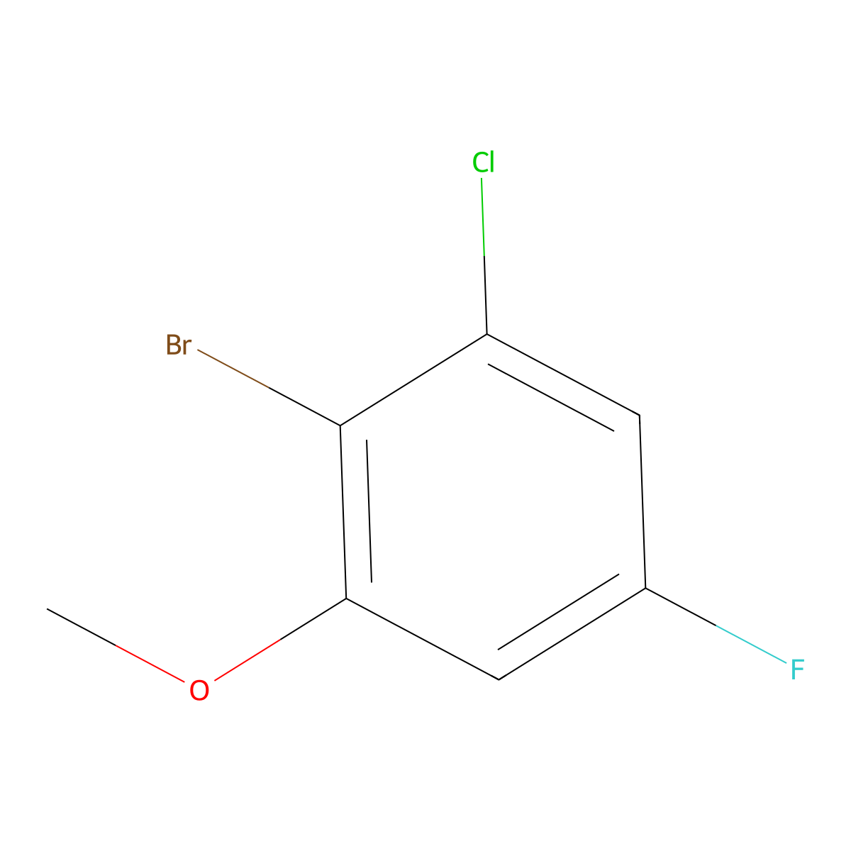 2-Bromo-1-chloro-5-fluoro-3-methoxybenzene molecular structure, CAS 2090550-06-2