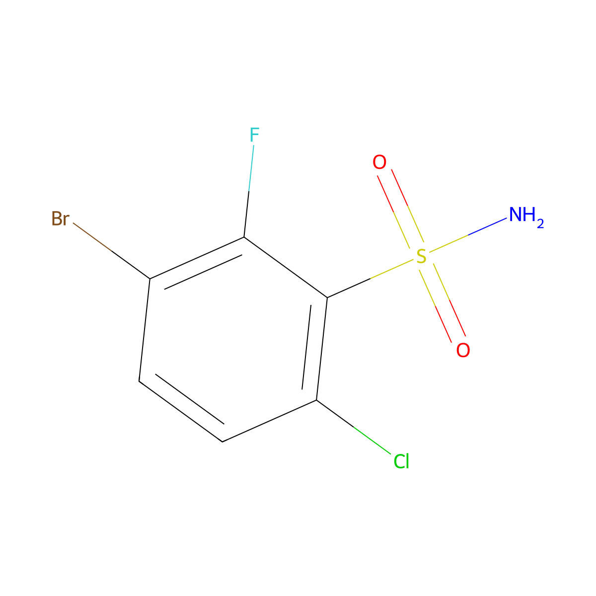 3-Bromo-6-chloro-2-fluorobenzene-1-sulfonamide molecular structure, CAS 2090550-17-5