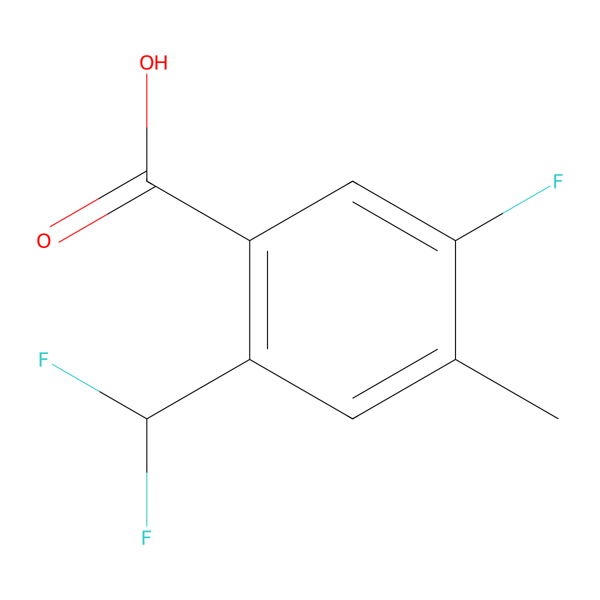 2-(Difluoromethyl)-5-fluoro-4-methylbenzoic acid molecular structure, CAS 2090552-53-5