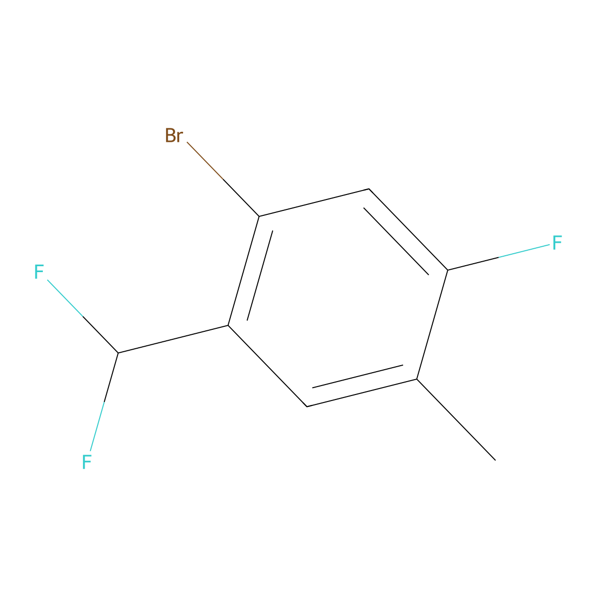 1-Bromo-2-(difluoromethyl)-5-fluoro-4-methylbenzene molecular structure, CAS 2090555-92-1