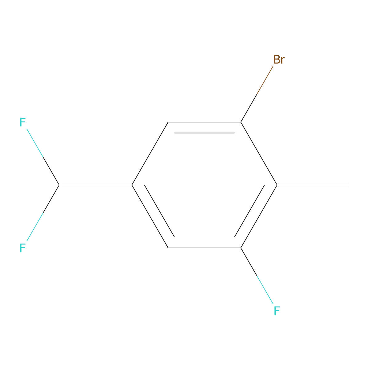 1-Bromo-5-(difluoromethyl)-3-fluoro-2-methylbenzene molecular structure, CAS 2090555-97-6