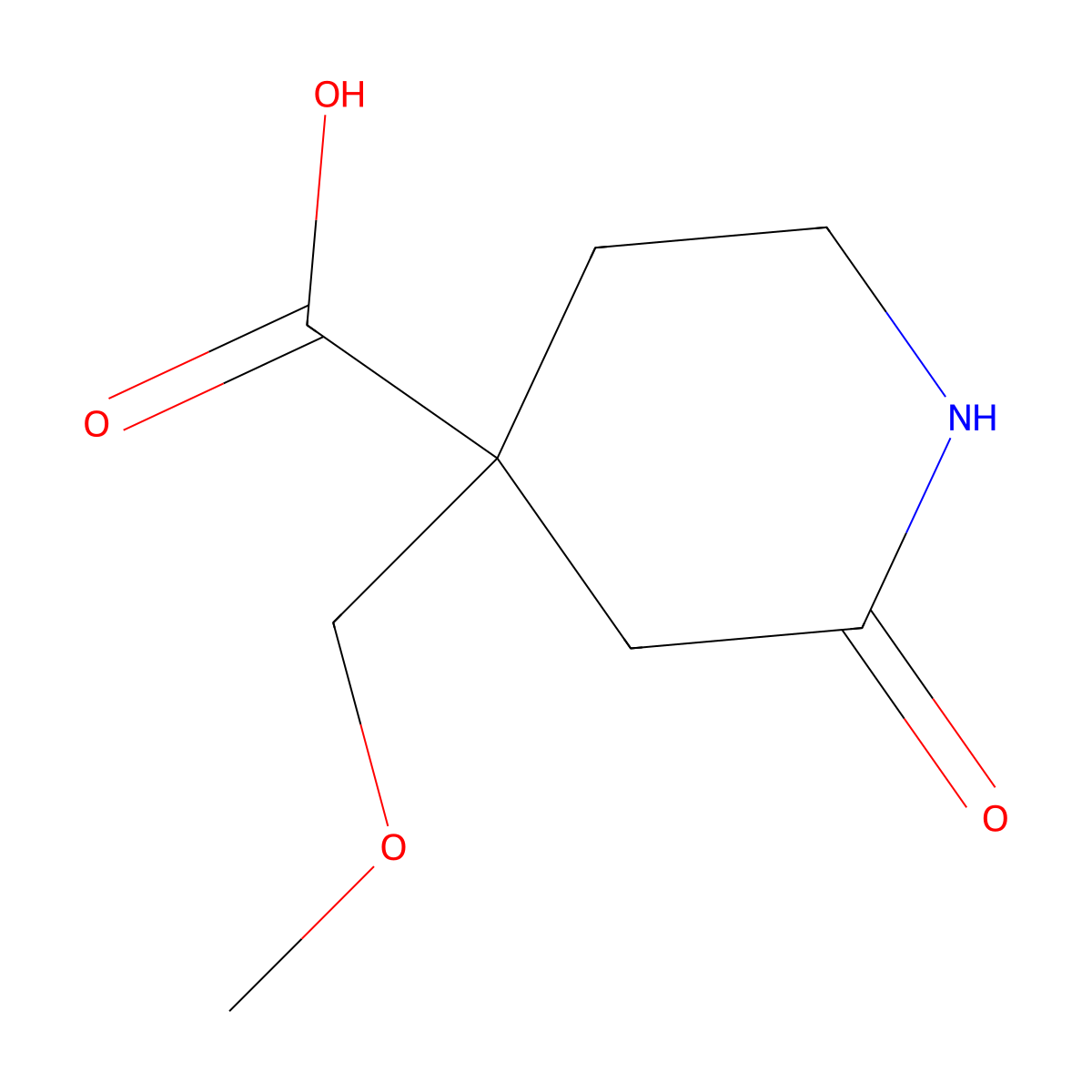 4-(Methoxymethyl)-2-oxopiperidine-4-carboxylic acid molecular structure, CAS 2090572-44-2