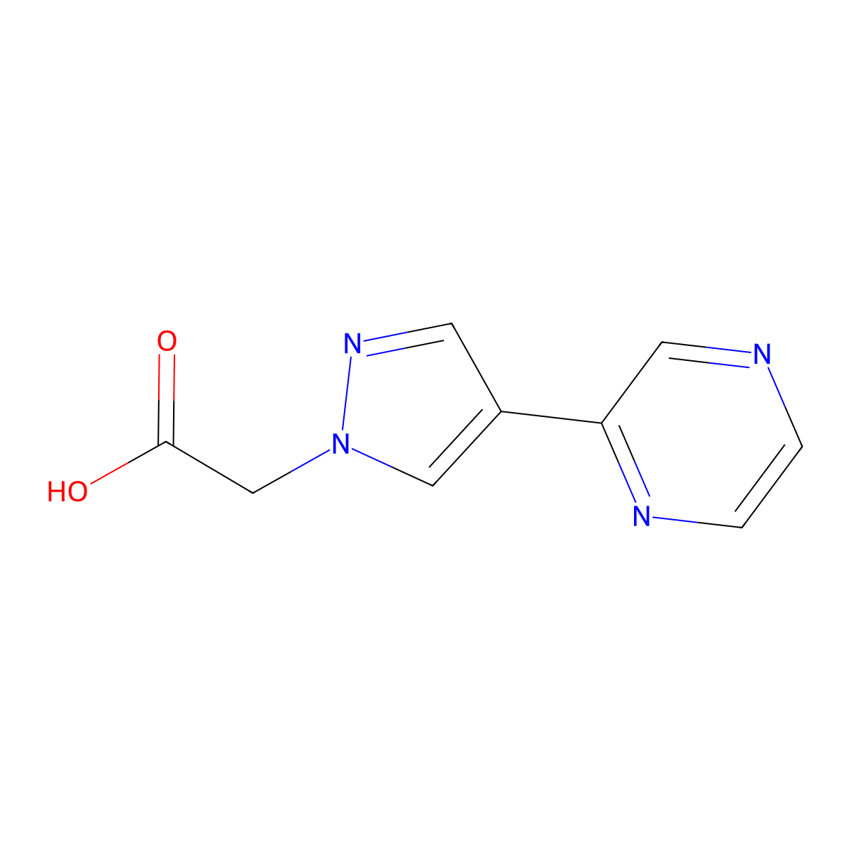 2-(4-(pyrazin-2-yl)-1H-pyrazol-1-yl)acetic acid molecular structure, CAS 2090578-80-4