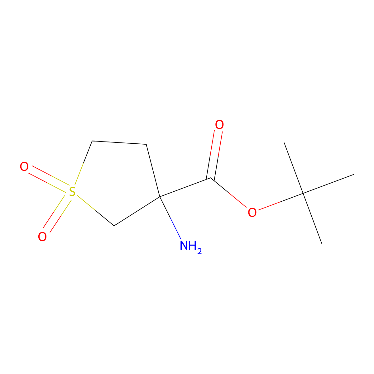 Tert-butyl 3-amino-1,1-dioxo-1lambda6-thiolane-3-carboxylate molecular structure, CAS 2090581-13-6