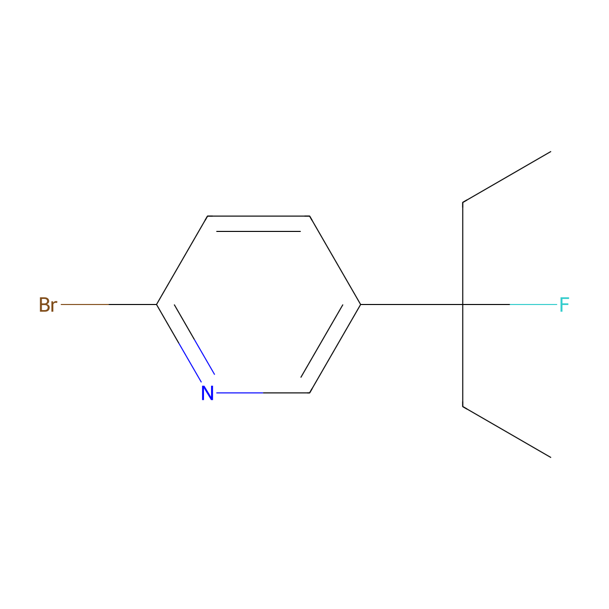2-Bromo-5-(3-fluoro-3-pentyl)pyridine molecular structure, CAS 2090581-63-6