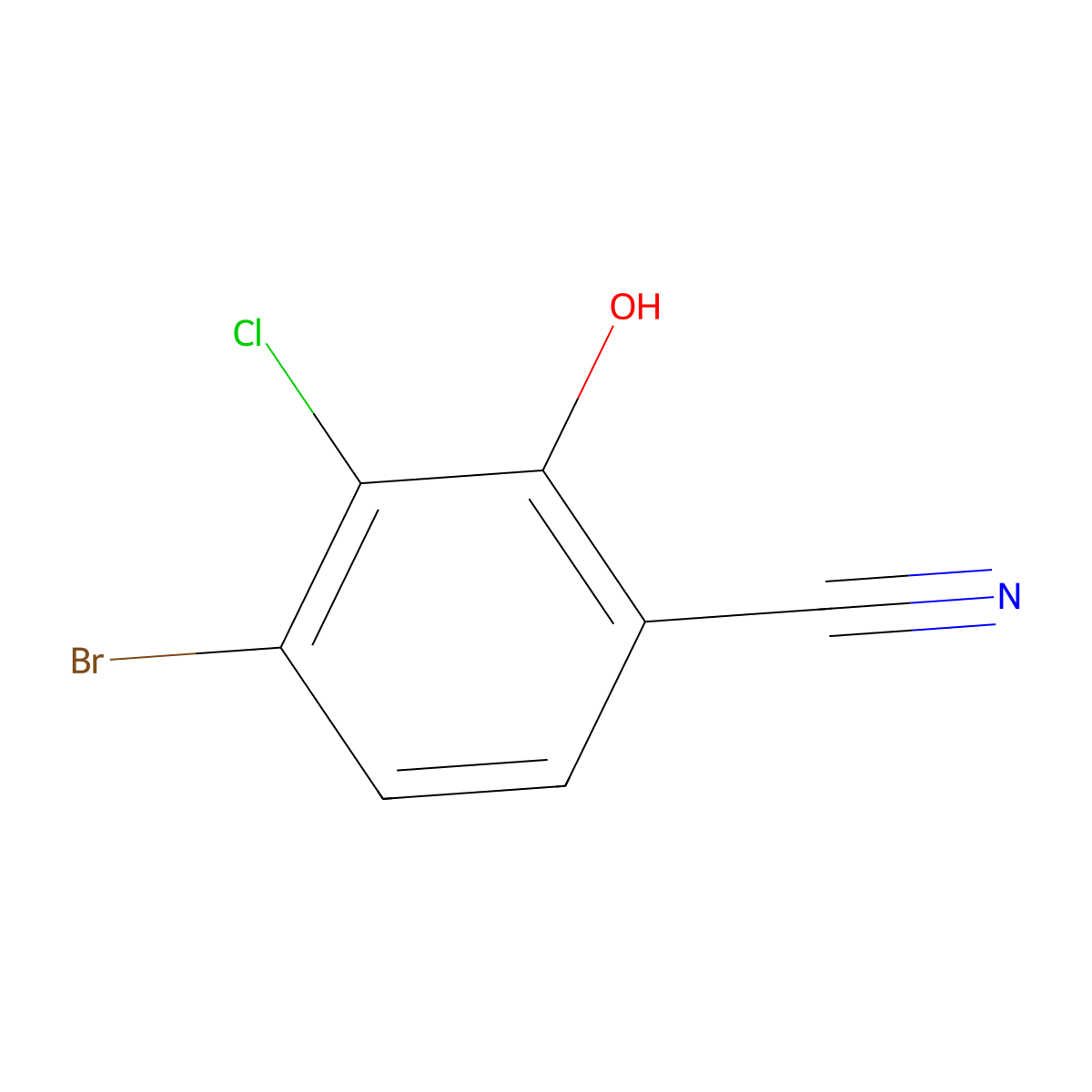 4-Bromo-3-chloro-2-hydroxybenzonitrile molecular structure, CAS 2090588-60-4