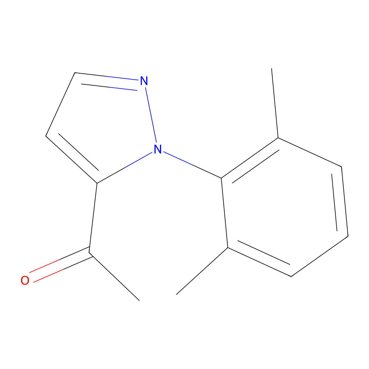 1-[1-(2,6-dimethylphenyl)-1H-pyrazol-5-yl]ethan-1-one molecular structure, CAS 2090590-64-8