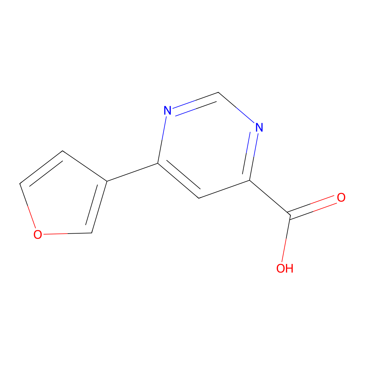 6-(Furan-3-yl)pyrimidine-4-carboxylic acid molecular structure, CAS 2090591-85-6