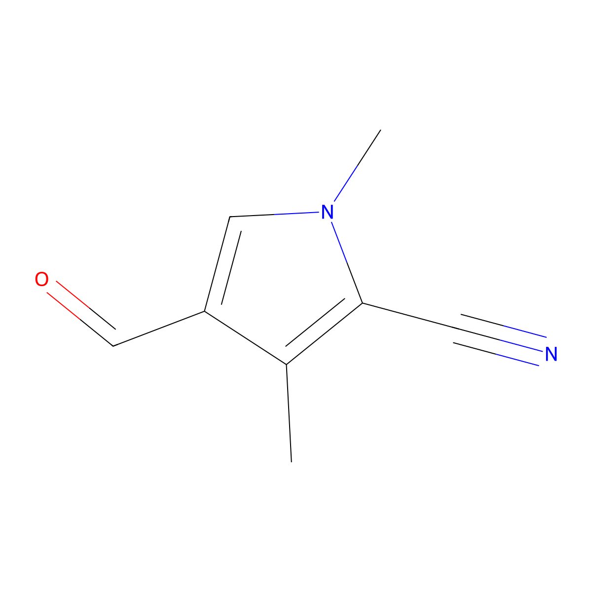 4-formyl-1,3-dimethyl-1H-pyrrole-2-carbonitrile molecular structure, CAS 2090593-57-8