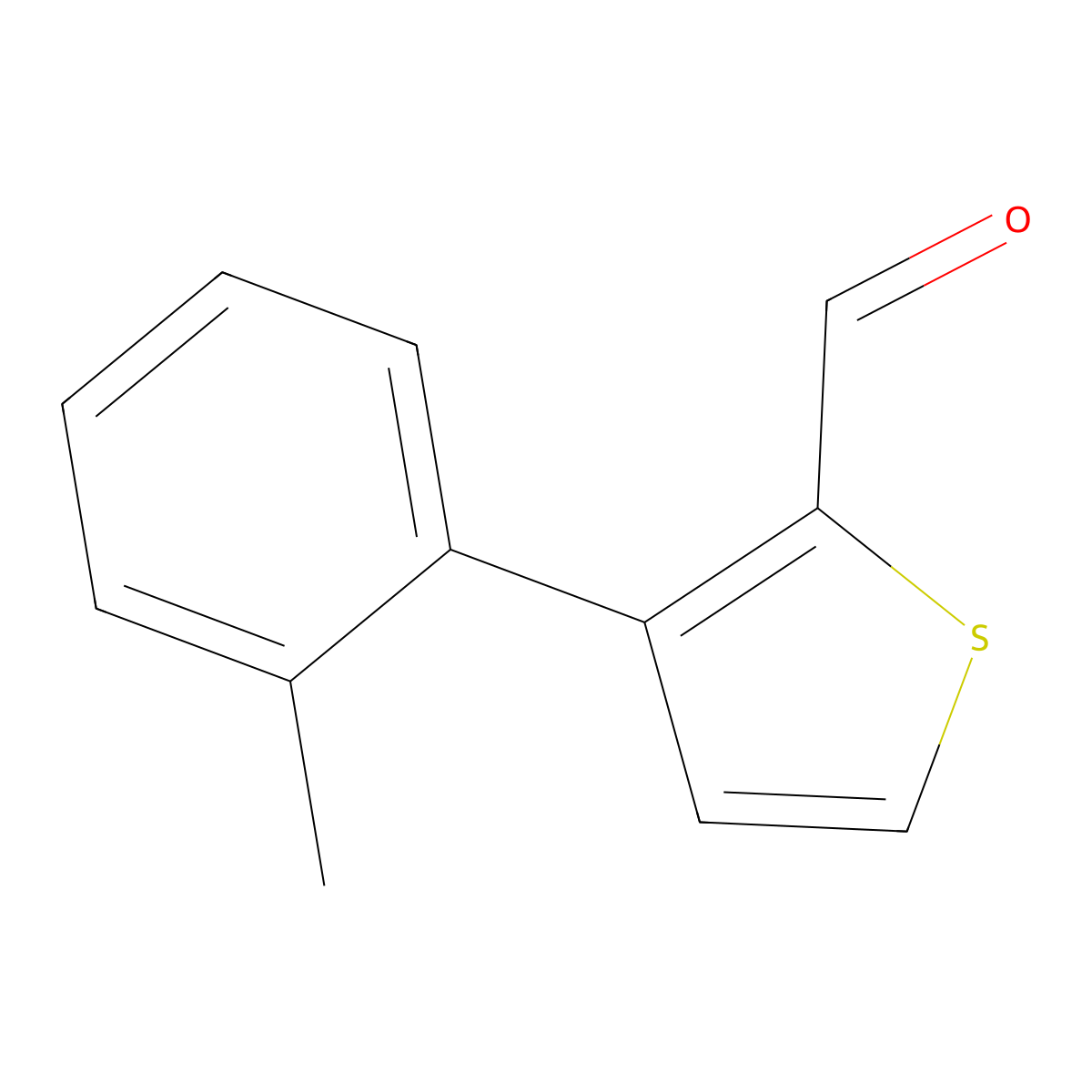 3-(2-Methylphenyl)thiophene-2-carbaldehyde molecular structure, CAS 2090594-18-4