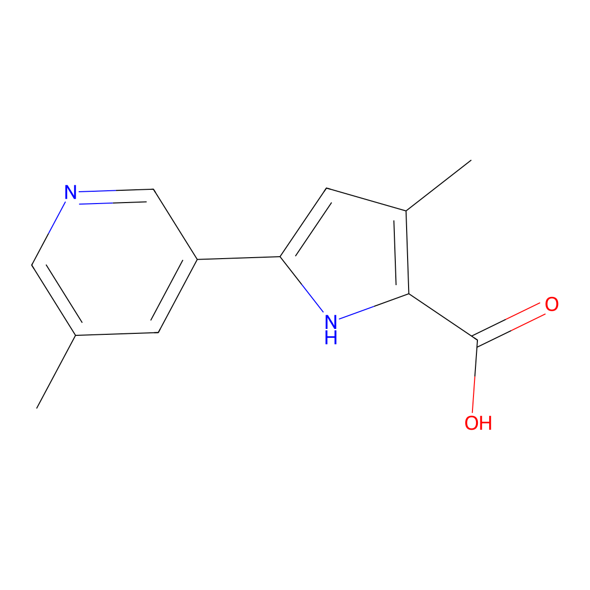 3-Methyl-5-(5-methylpyridin-3-yl)-1H-pyrrole-2-carboxylic acid molecular structure, CAS 2090595-21-2