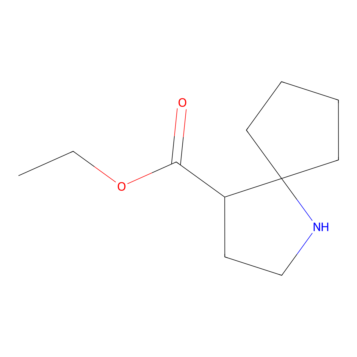Ethyl 1-azaspiro[4.4]nonane-4-carboxylate molecular structure, CAS 2090595-78-9