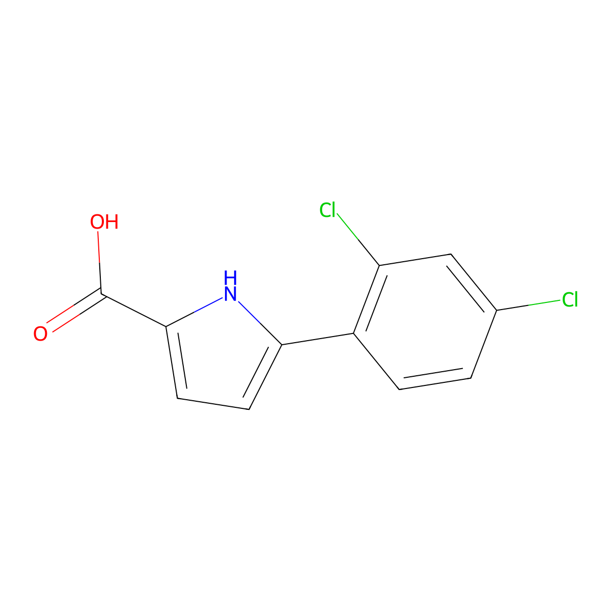 5-(2,4-dichlorophenyl)-1H-pyrrole-2-carboxylic acid molecular structure, CAS 2090596-39-5