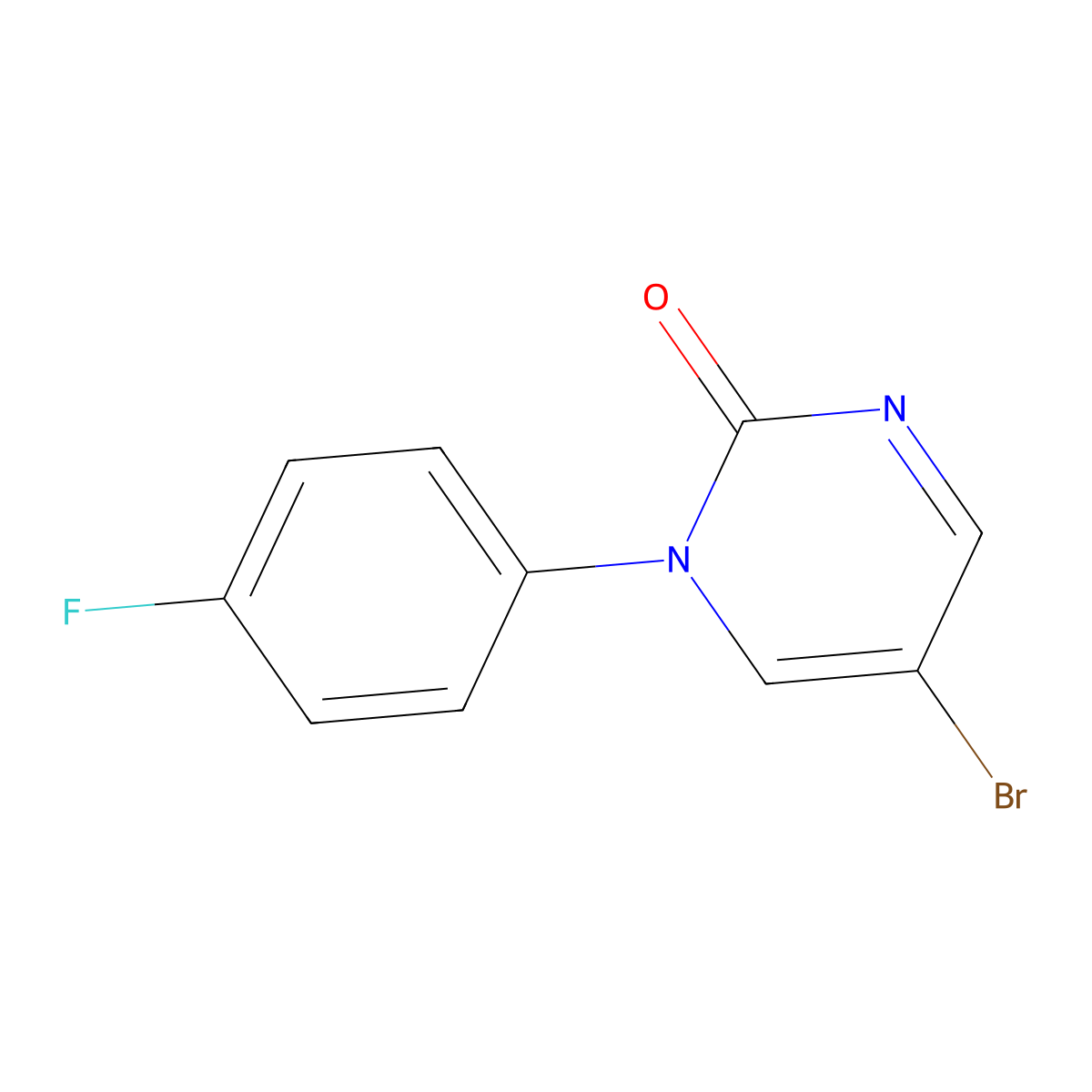 5-Bromo-1-(4-fluorophenyl)pyrimidin-2(1H)-one molecular structure, CAS 2090600-30-7