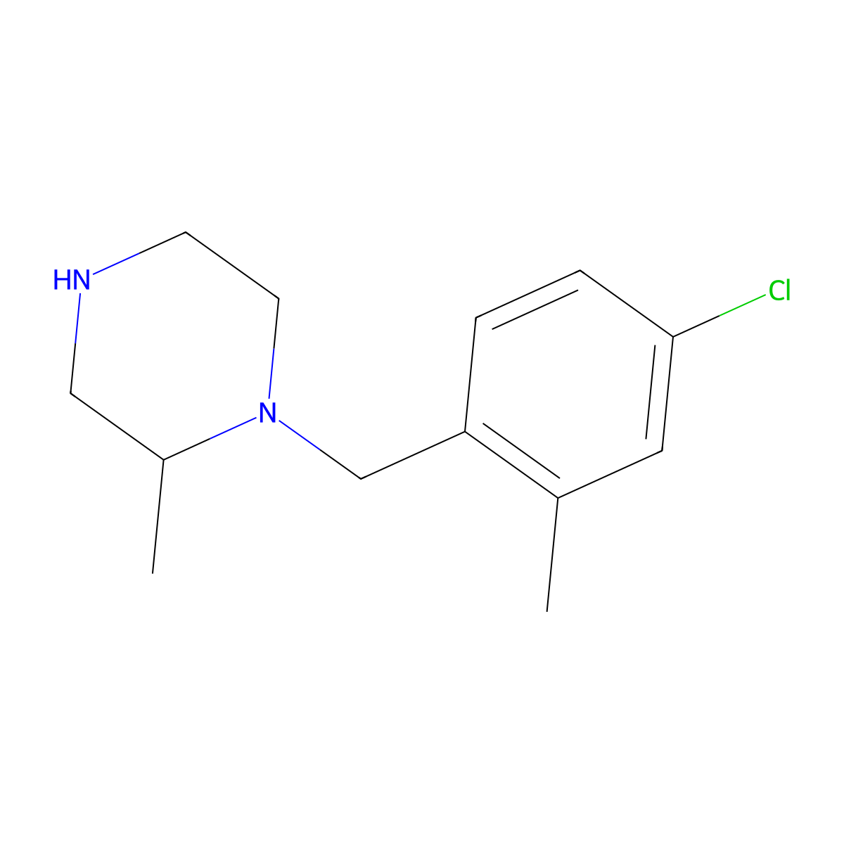 1-[(4-Chloro-2-methylphenyl)methyl]-2-methylpiperazine molecular structure, CAS 2090604-72-9