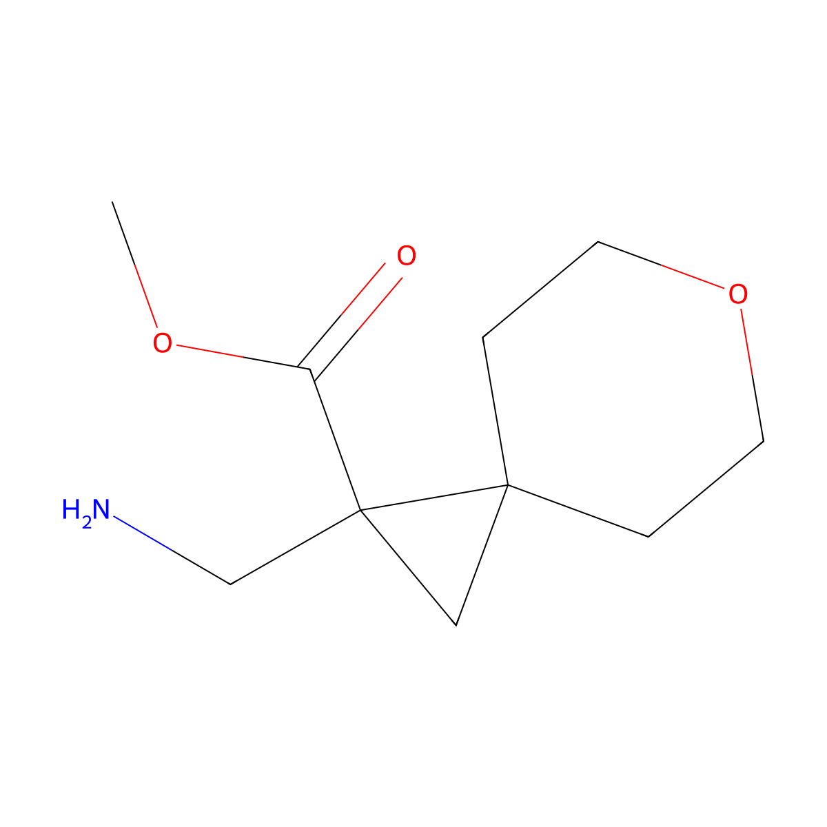 Methyl 1-(aminomethyl)-6-oxaspiro[2.5]octane-1-carboxylate molecular structure, CAS 2090605-60-8