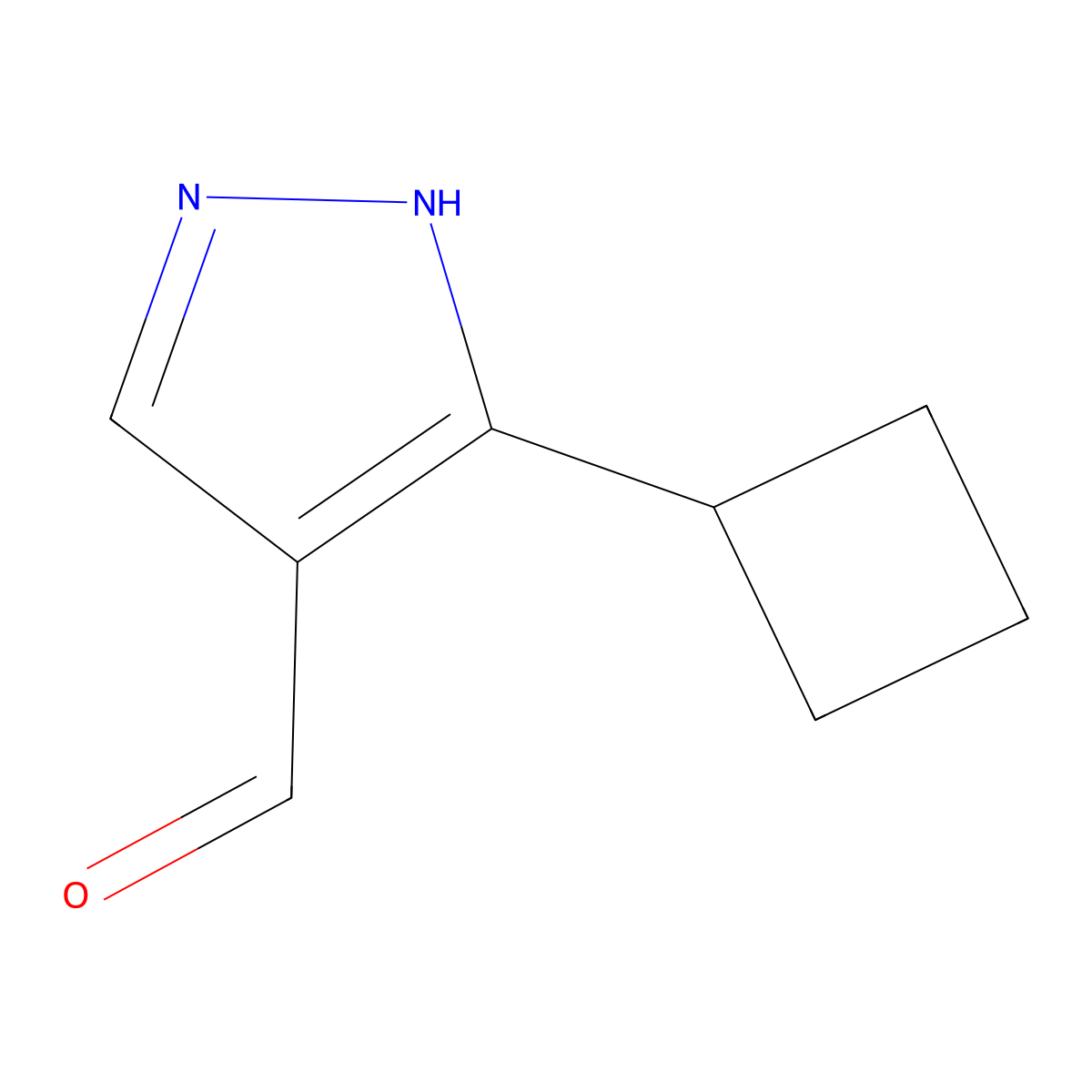 3-cyclobutyl-1H-pyrazole-4-carbaldehyde molecular structure, CAS 2090614-47-2