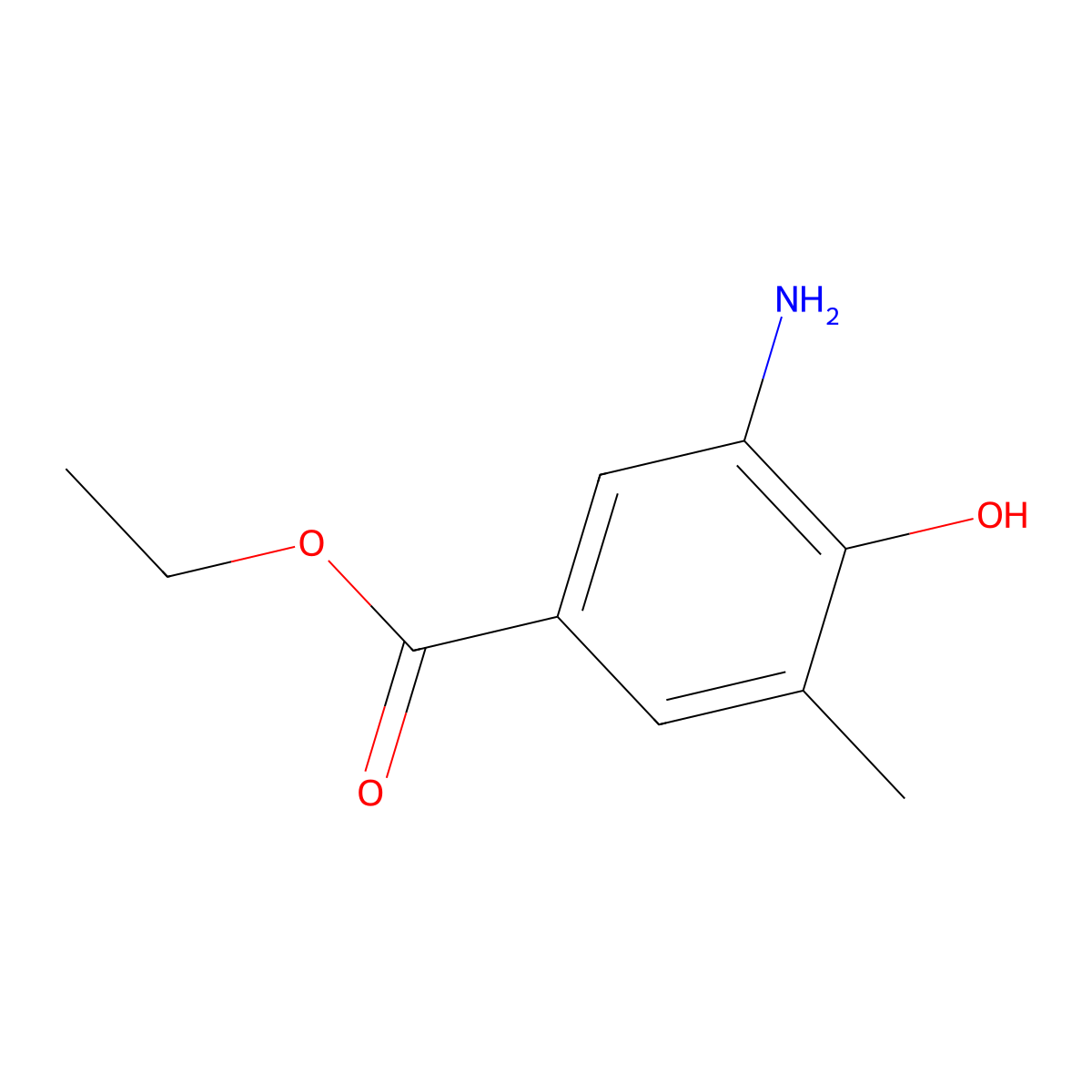 Ethyl 3-amino-4-hydroxy-5-methylbenzoate molecular structure, CAS 2090619-02-4