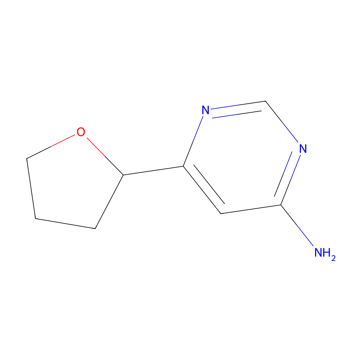6-(Oxolan-2-yl)pyrimidin-4-amine molecular structure, CAS 2090620-06-5