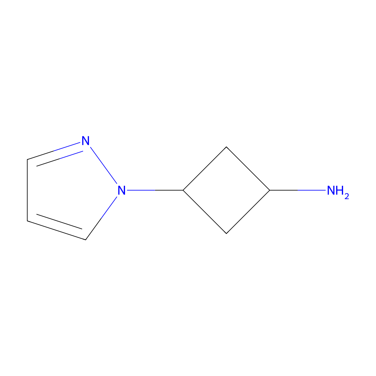 3-(1H-pyrazol-1-yl)cyclobutan-1-amine molecular structure, CAS 2090620-55-4
