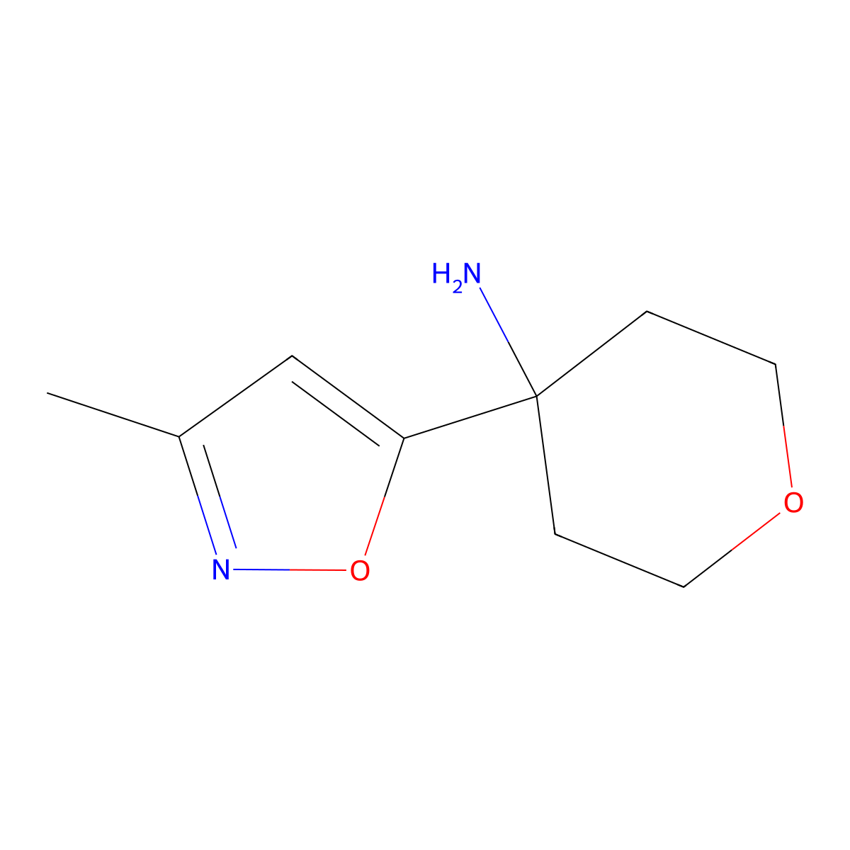 4-(3-Methyl-1,2-oxazol-5-yl)oxan-4-amine molecular structure, CAS 2090620-70-3