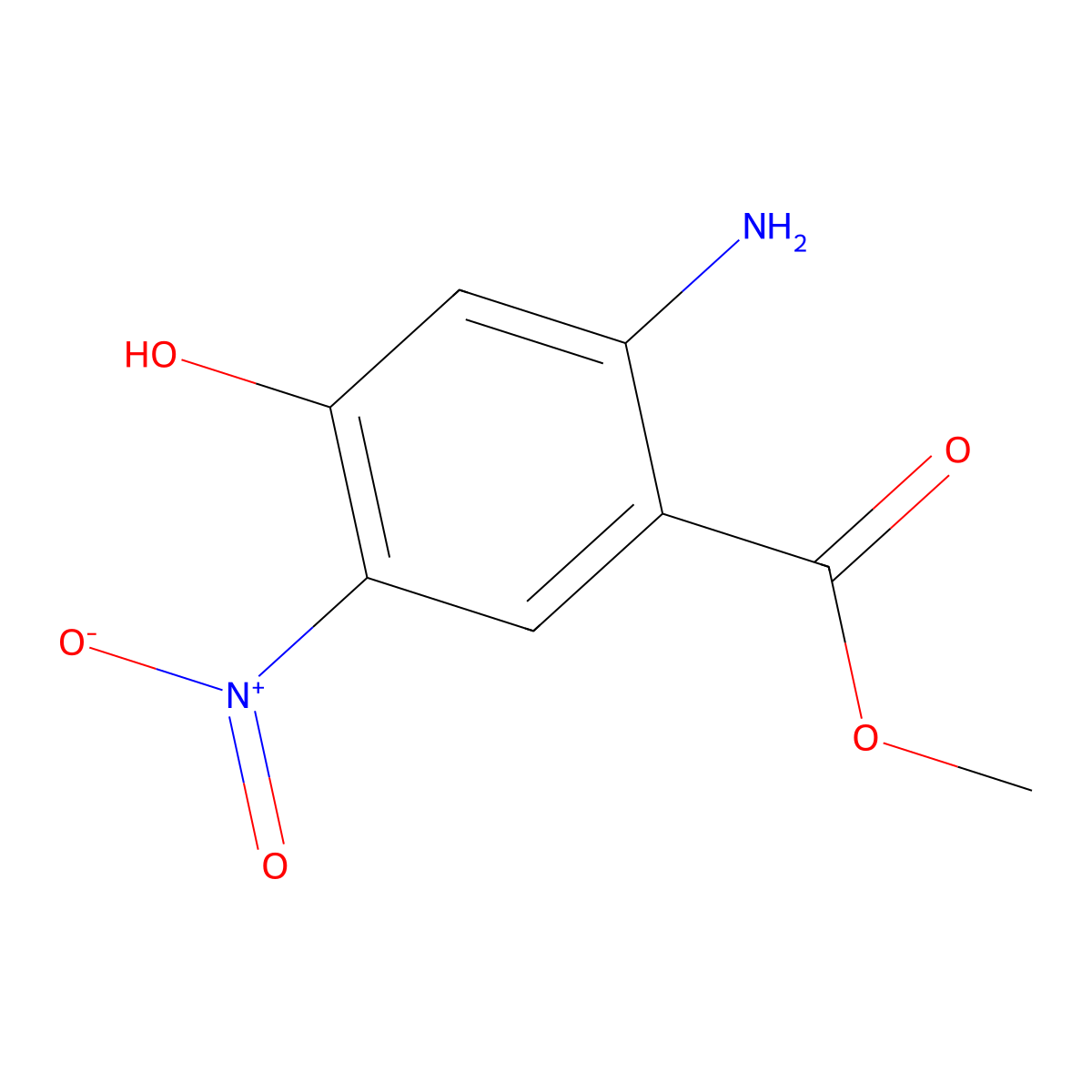 Methyl 2-amino-4-hydroxy-5-nitrobenzoate molecular structure, CAS 2090623-06-4