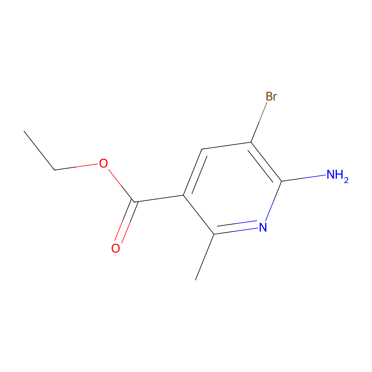 Ethyl 6-amino-5-bromo-2-methylpyridine-3-carboxylate molecular structure, CAS 2090623-22-4