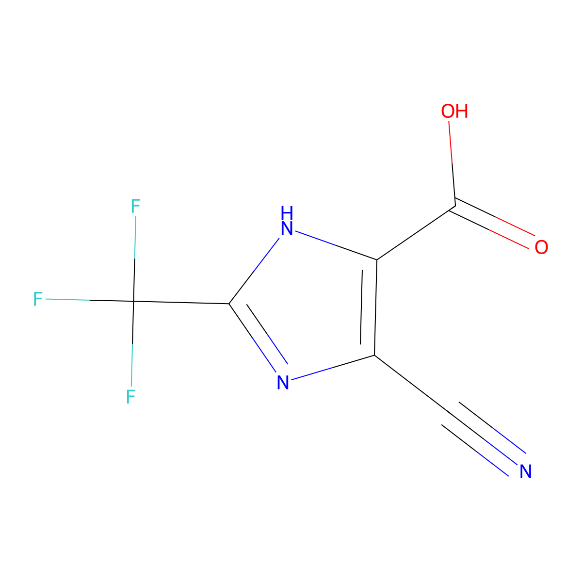 5-cyano-2-(trifluoromethyl)-1H-imidazole-4-carboxylic acid molecular structure, CAS 2090630-52-5