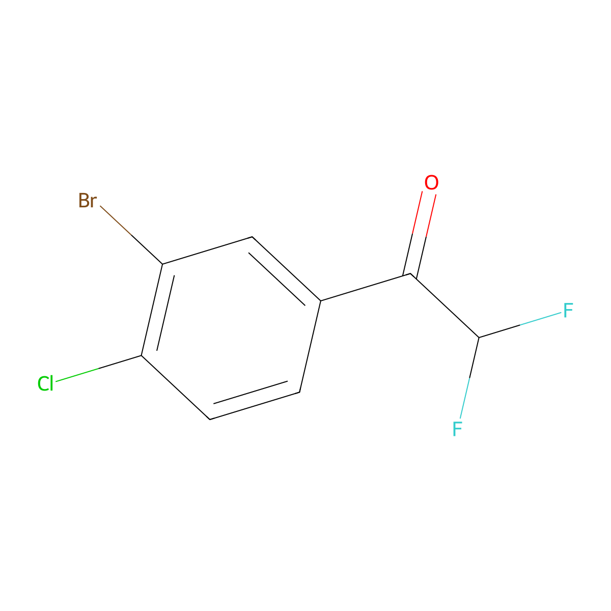 1-(3-Bromo-4-chlorophenyl)-2,2-difluoroethan-1-one molecular structure, CAS 2090644-97-4