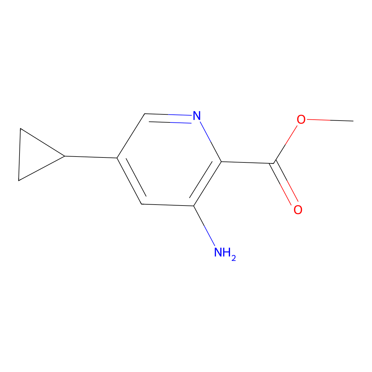Methyl 3-amino-5-cyclopropylpicolinate molecular structure, CAS 2090645-85-3