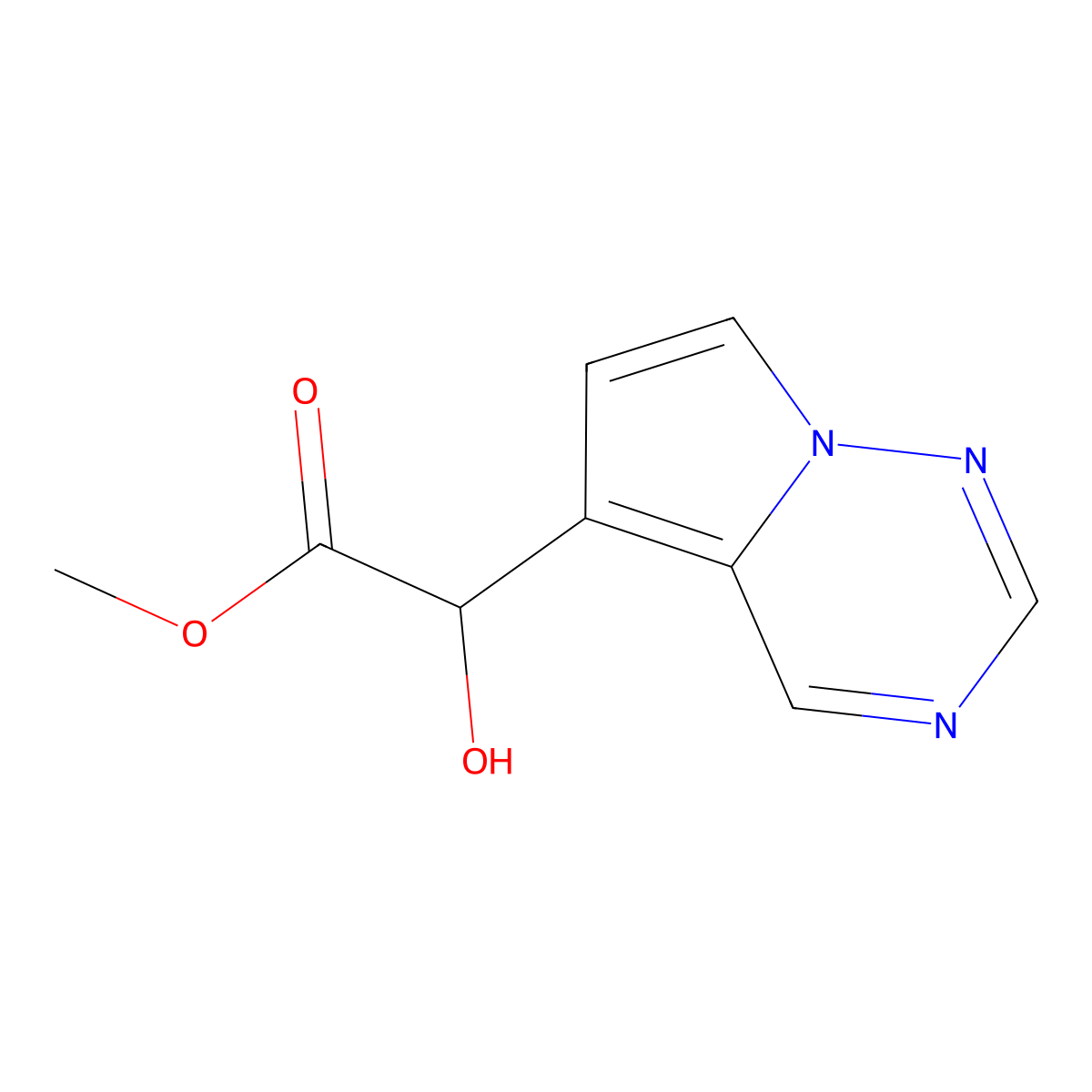 Methyl 2-hydroxy-2-{pyrrolo[2,1-f][1,2,4]triazin-5-yl}acetate molecular structure, CAS 2090650-15-8