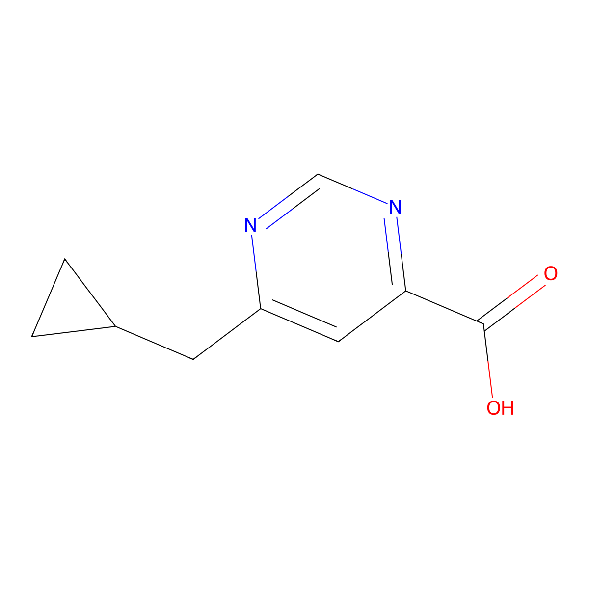 6-(Cyclopropylmethyl)pyrimidine-4-carboxylic acid molecular structure, CAS 2090653-47-5
