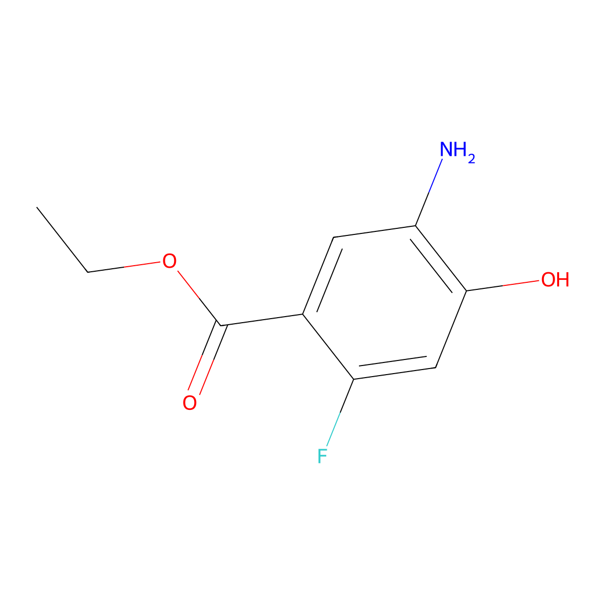 Ethyl 5-amino-2-fluoro-4-hydroxybenzoate molecular structure, CAS 2090658-71-0
