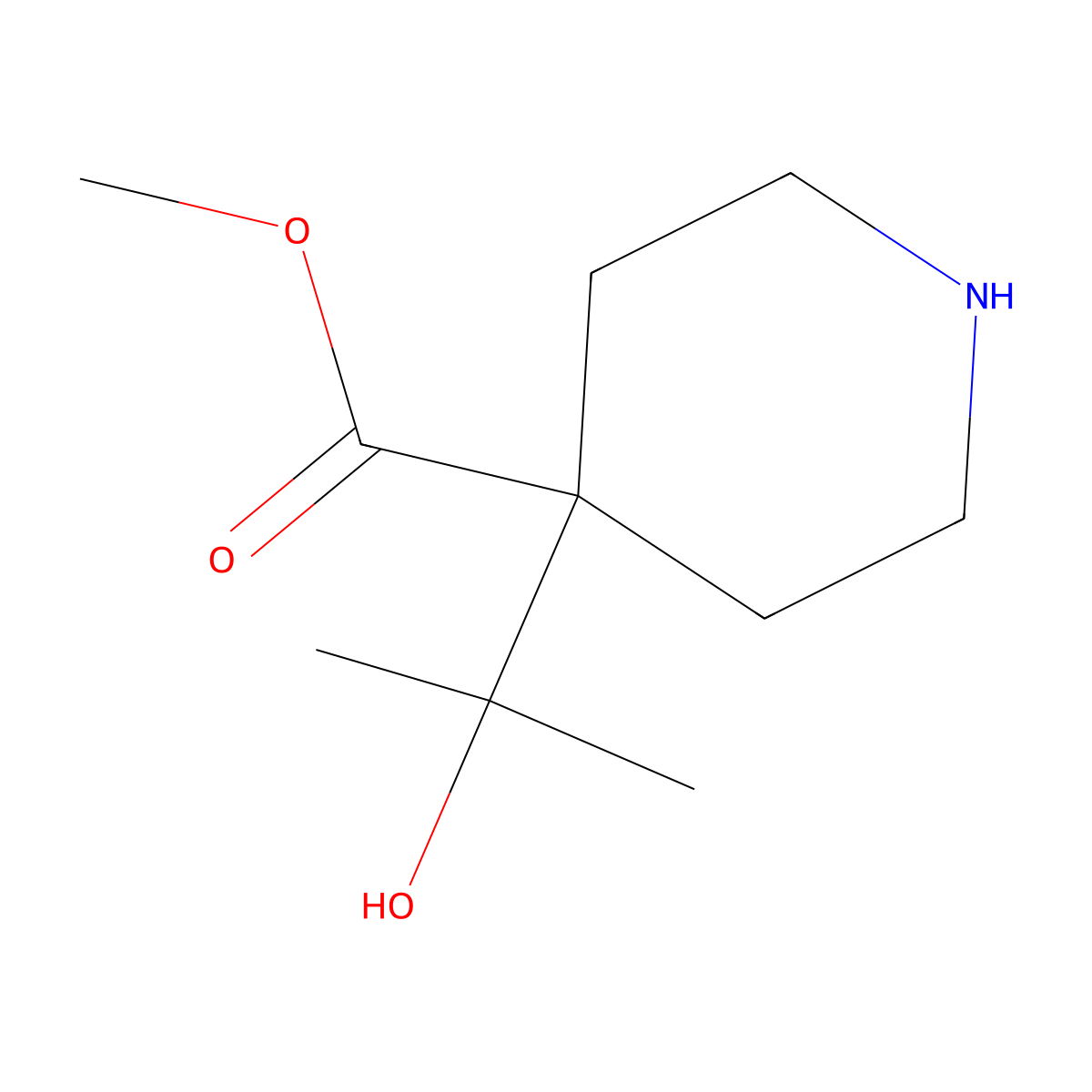 Methyl 4-(2-hydroxypropan-2-yl)piperidine-4-carboxylate molecular structure, CAS 2090659-33-7