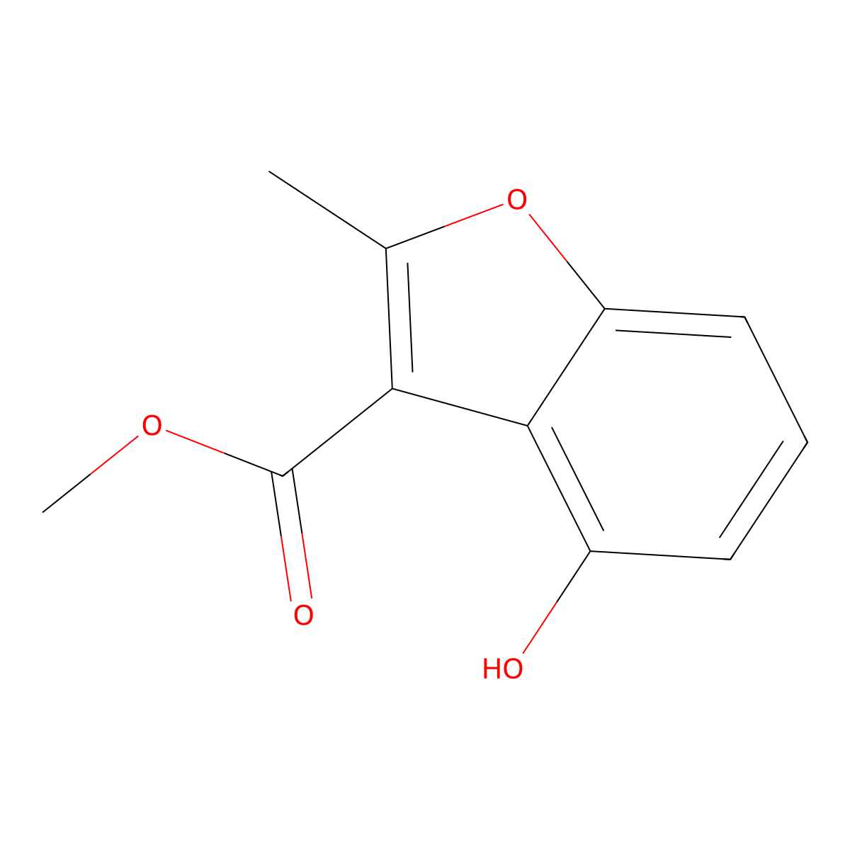 Methyl 4-hydroxy-2-methyl-1-benzofuran-3-carboxylate molecular structure, CAS 2090659-35-9