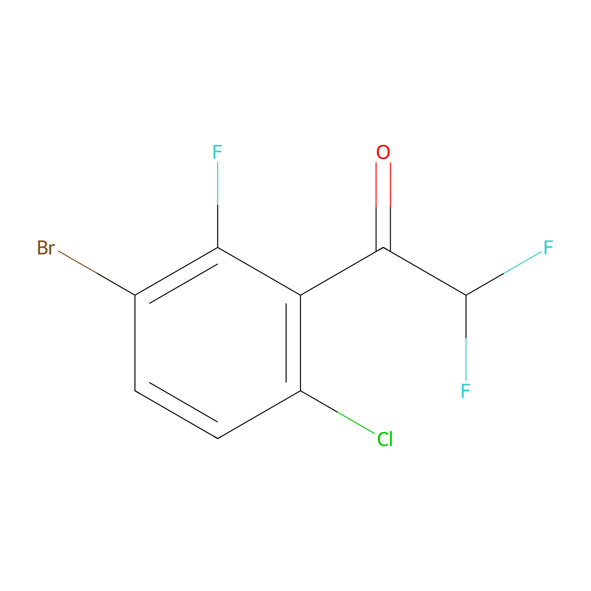 1-(3-Bromo-6-chloro-2-fluorophenyl)-2,2-difluoroethanone molecular structure, CAS 2090671-69-3