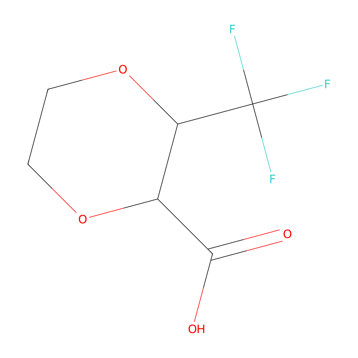 3-(Trifluoromethyl)-1,4-dioxane-2-carboxylic acid molecular structure, CAS 2090672-89-0