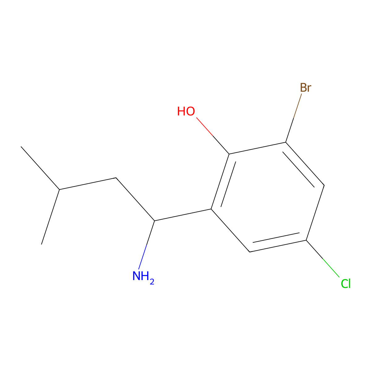 2-(1-Amino-3-methylbutyl)-6-bromo-4-chlorophenol molecular structure, CAS 2090680-61-6