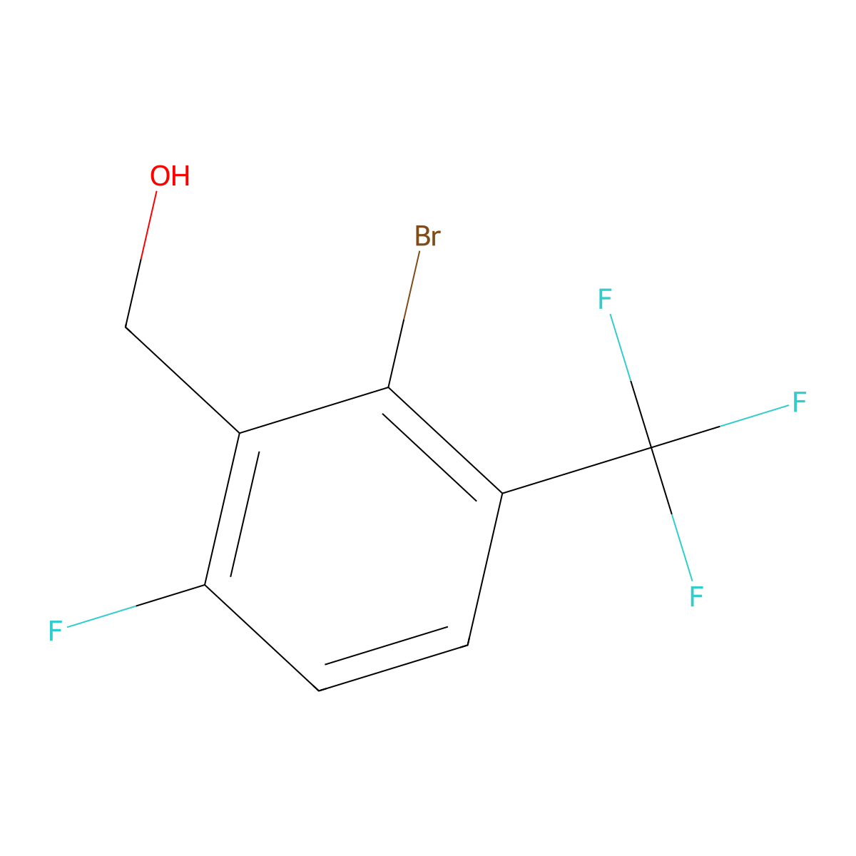 2-Bromo-6-fluoro-3-(trifluoromethyl)benzyl alcohol molecular structure, CAS 2090690-37-0