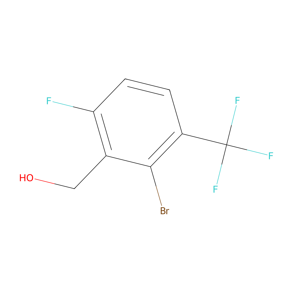 2-Bromo-6-fluoro-3-(trifluoromethyl)benzyl alcohol molecular structure, CAS 2090690-37-0