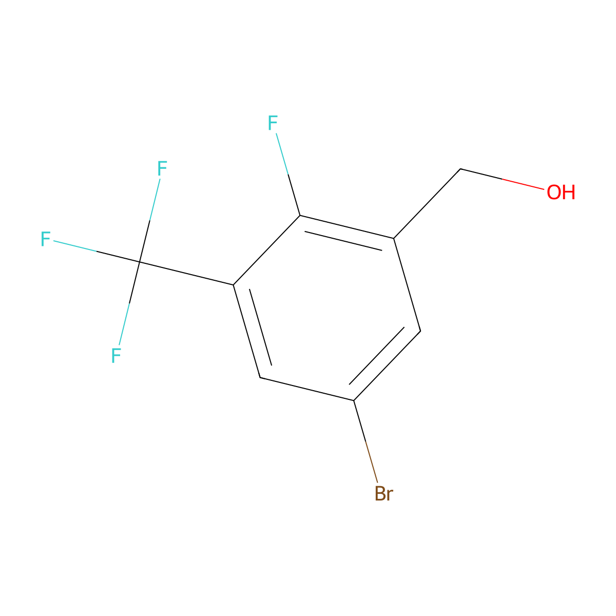 5-Bromo-2-fluoro-3-(trifluoromethyl)benzyl alcohol molecular structure, CAS 2090690-47-2