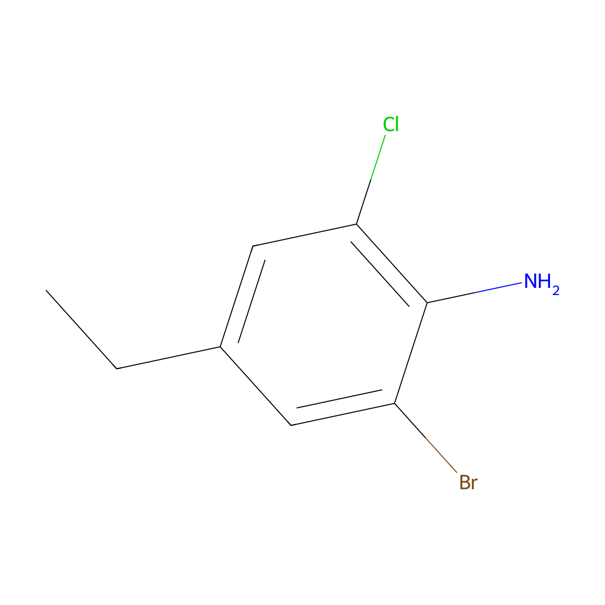 2-Bromo-6-chloro-4-ethylaniline molecular structure, CAS 2090692-55-8