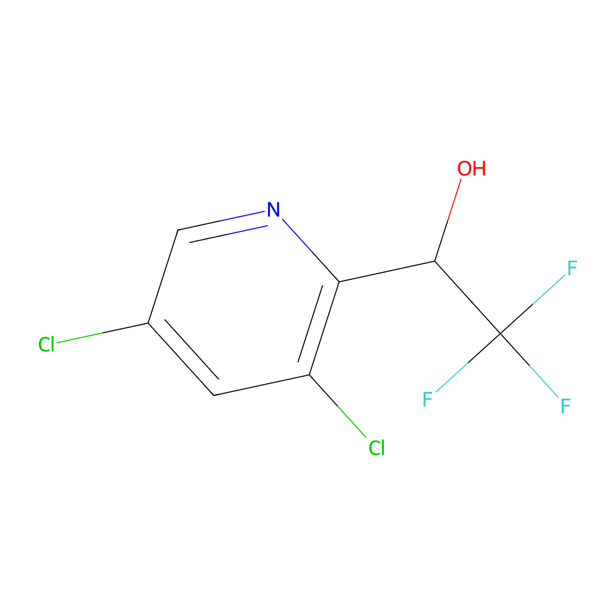 1-(3,5-Dichloropyridin-2-yl)-2,2,2-trifluoroethan-1-ol molecular structure, CAS 2090695-51-3