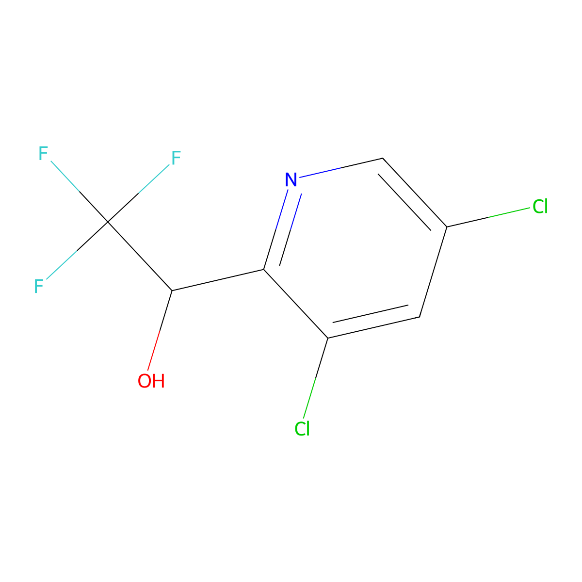 1-(3,5-Dichloropyridin-2-yl)-2,2,2-trifluoroethan-1-ol molecular structure, CAS 2090695-51-3