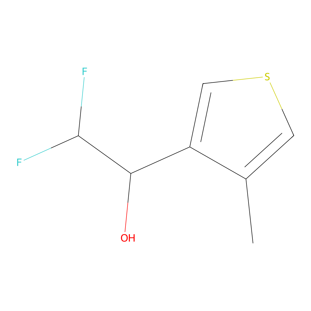 2,2-Difluoro-1-(4-methylthiophen-3-yl)ethan-1-ol molecular structure, CAS 2090698-58-9