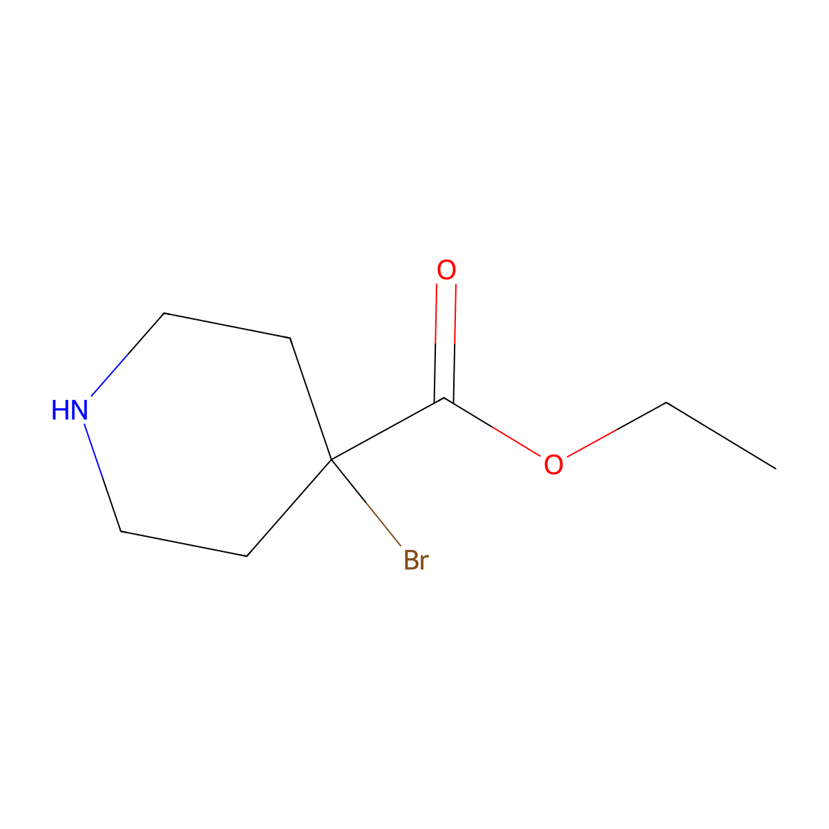 Ethyl 4-bromopiperidine-4-carboxylate molecular structure, CAS 2090700-79-9