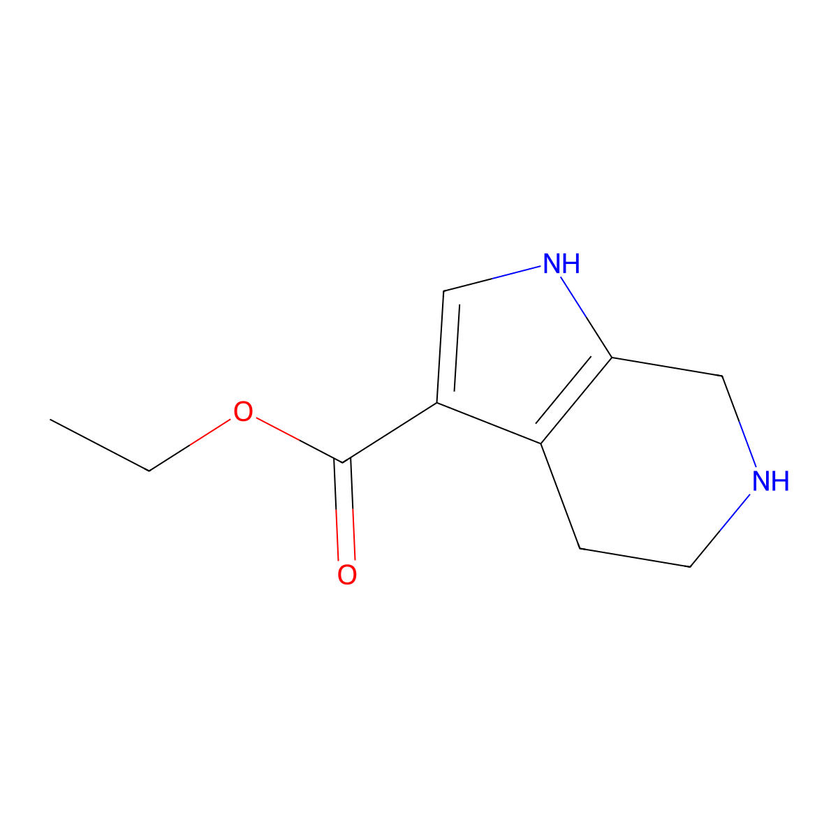 ethyl 1H,4H,5H,6H,7H-pyrrolo[2,3-c]pyridine-3-carboxylate molecular structure, CAS 2090702-29-5